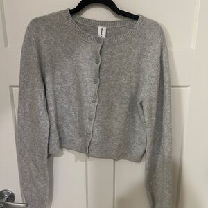 Abound Light Gray Cropped Button-Front Cardigan
